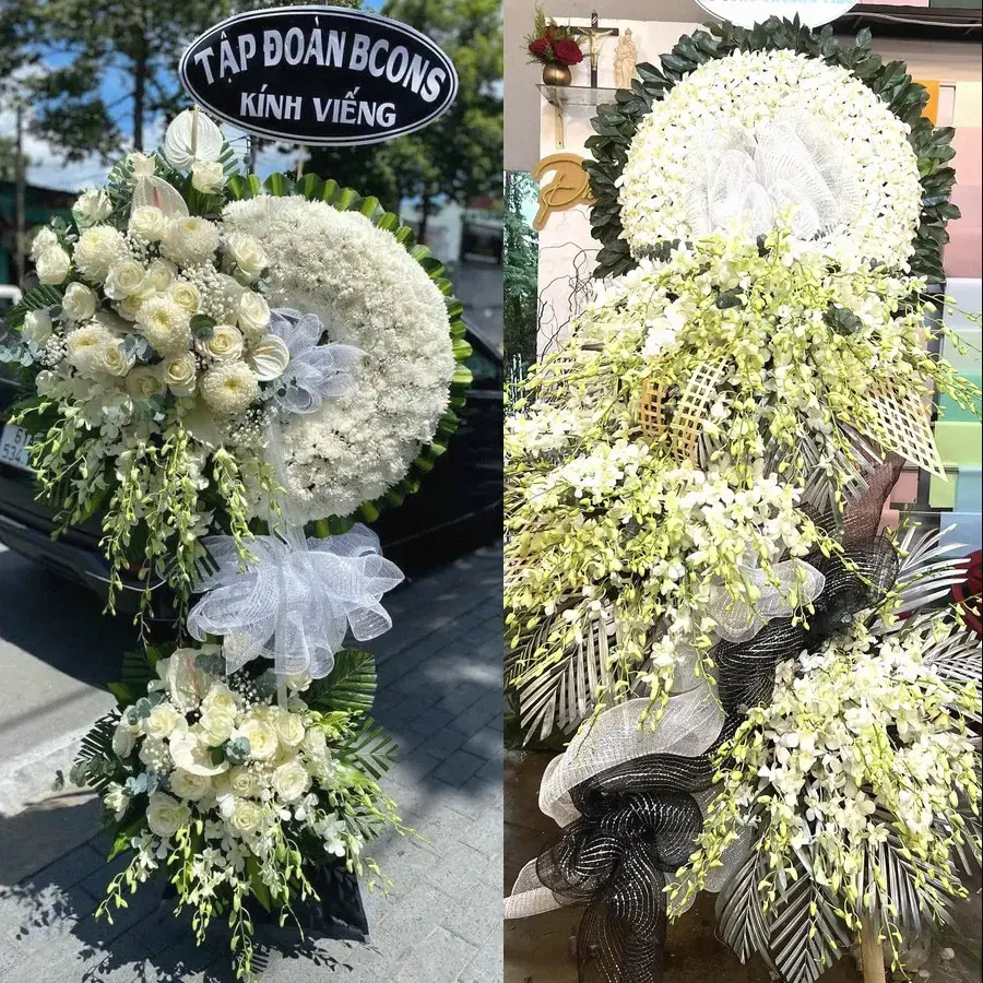 Vòng hoa đám tang tại Cao Xanh