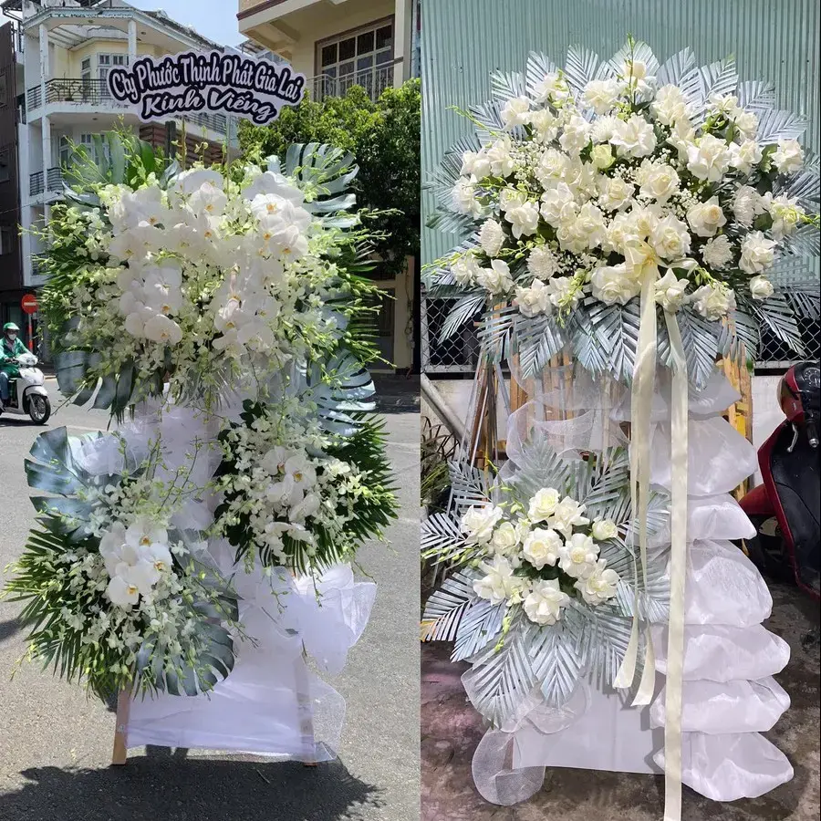 Vòng hoa đám tang tại Châu Phú