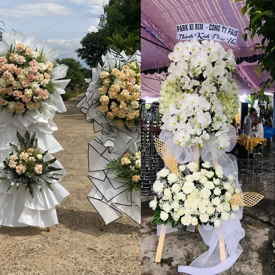 Vòng hoa đám tang tại Chợ Vàm
