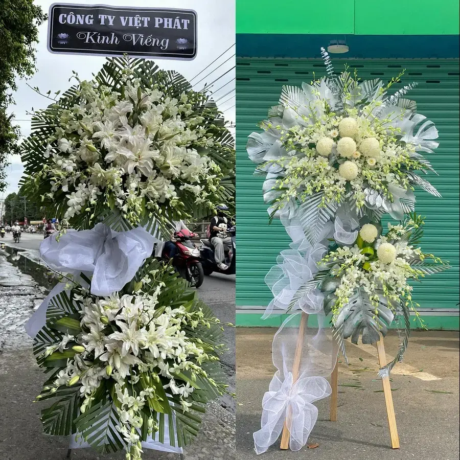 Vòng hoa đám tang tại Cù Lao Giêng
