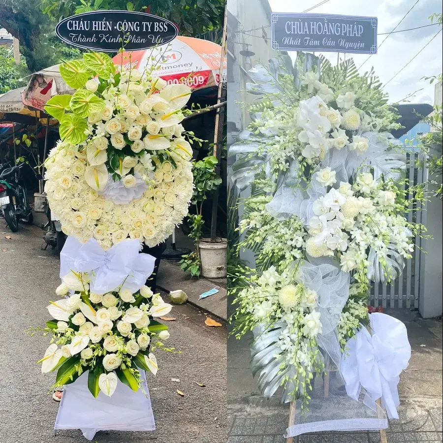 Kệ hoa chia buồn tại Cù Lao Giêng