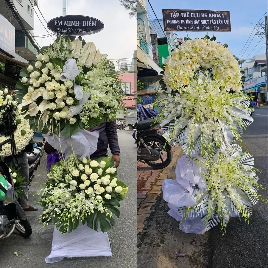 Vòng hoa đám tang tại Đa Mai