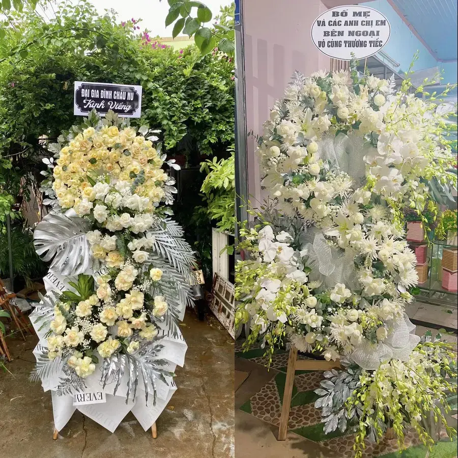 Vòng hoa đám tang tại Dân Hòa