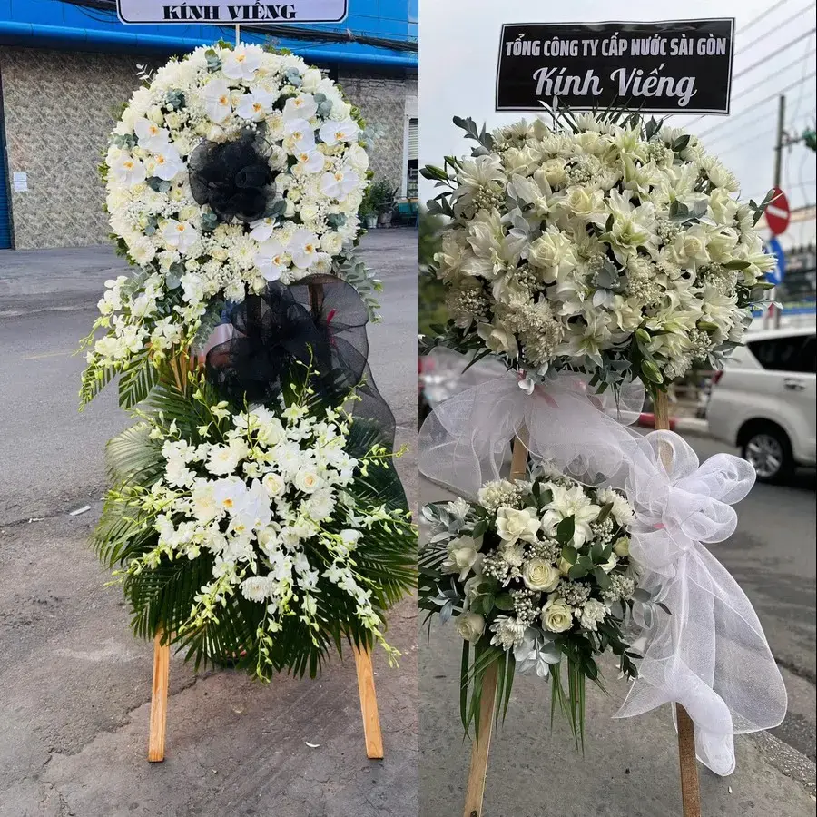 Kệ hoa chia buồn tại Dân Hòa