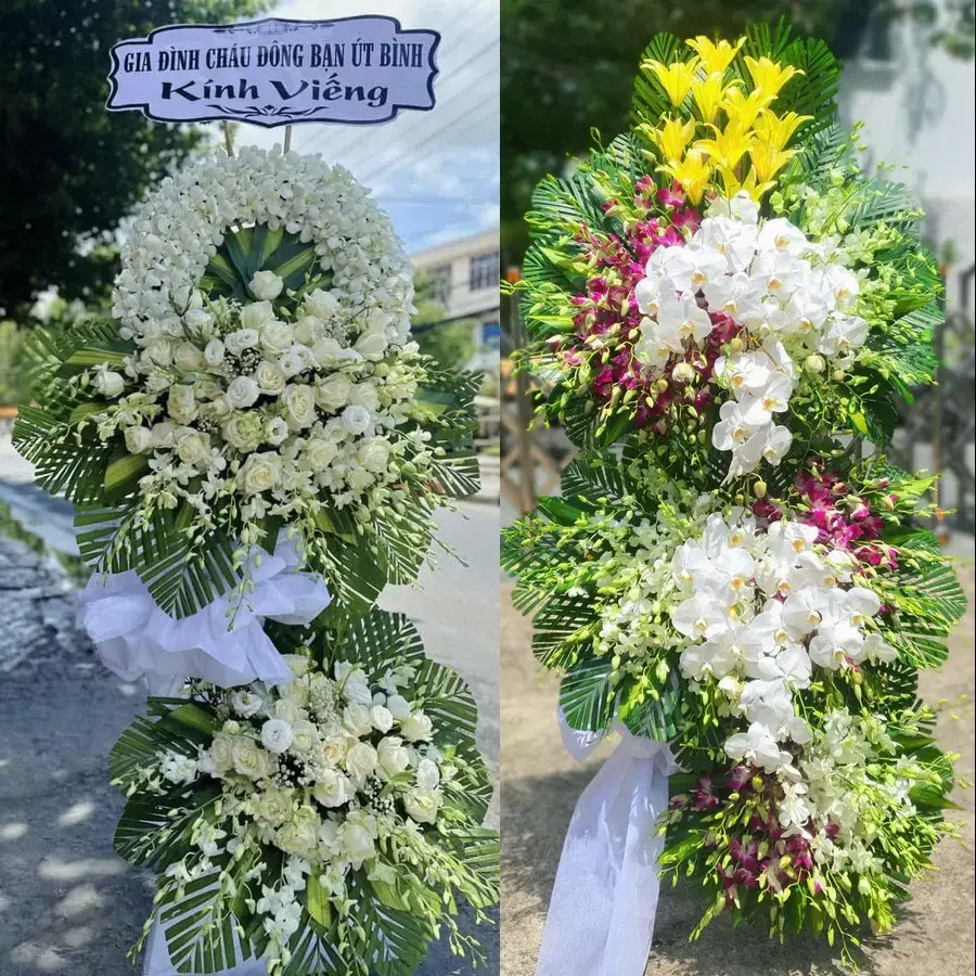 Kệ hoa chia buồn tại Điện Bàn Bắc