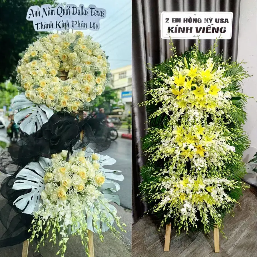 Vòng hoa đám tang tại Đoài Phương