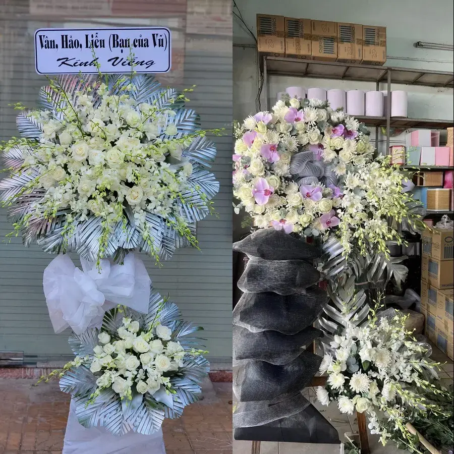 Vòng hoa đám tang tại Đông Tiền Hải