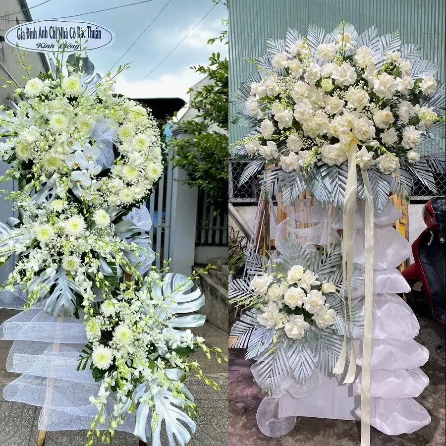 Kệ hoa chia buồn tại Đông Tiền Hải