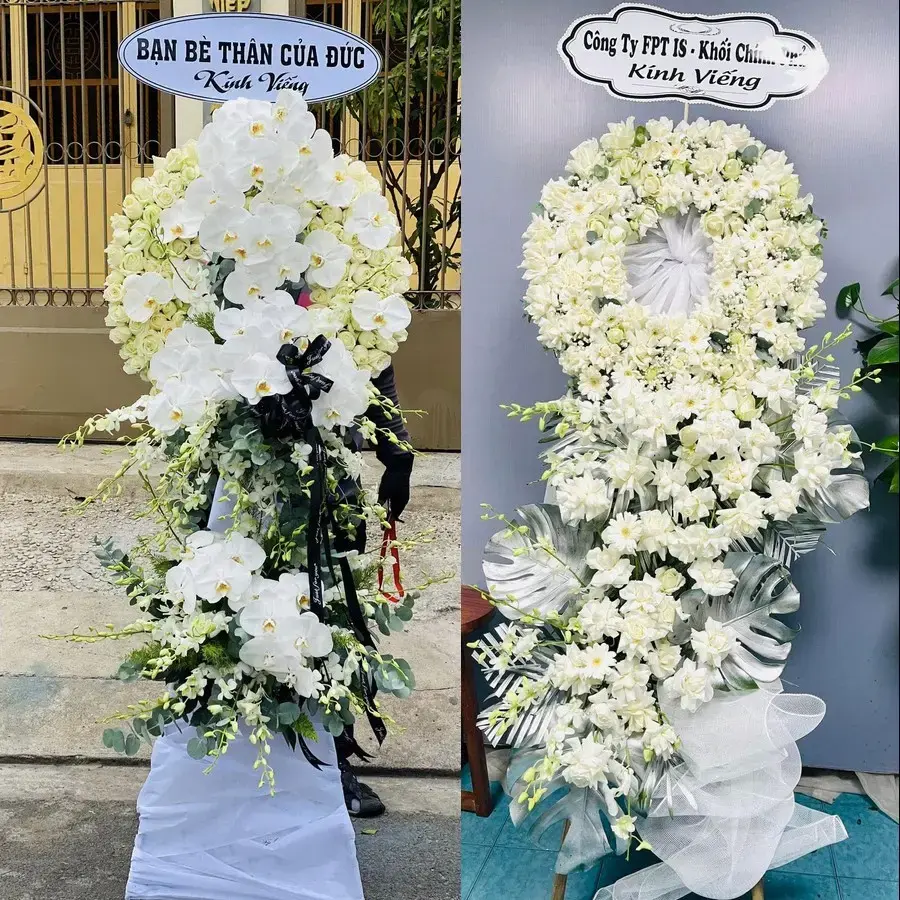 Vòng hoa đám tang tại Đông Tiến