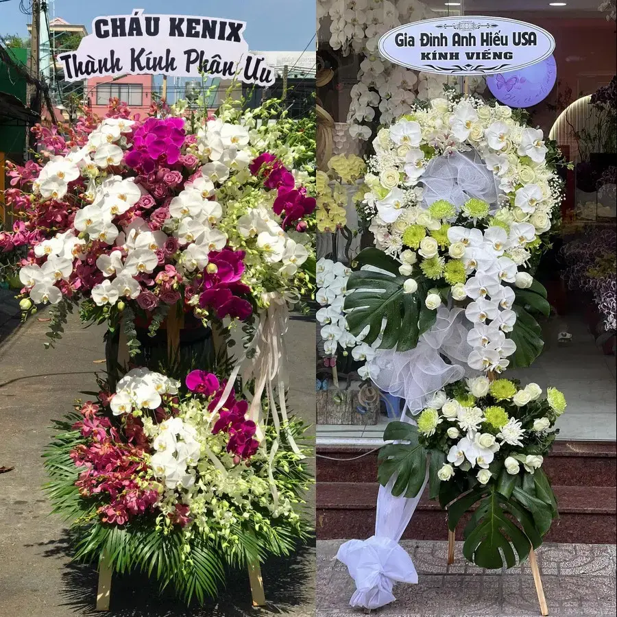 Kệ hoa chia buồn tại Đông Tiến
