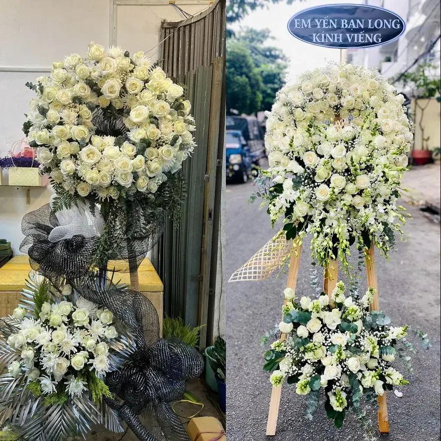 Kệ hoa chia buồn tại Giao Ninh