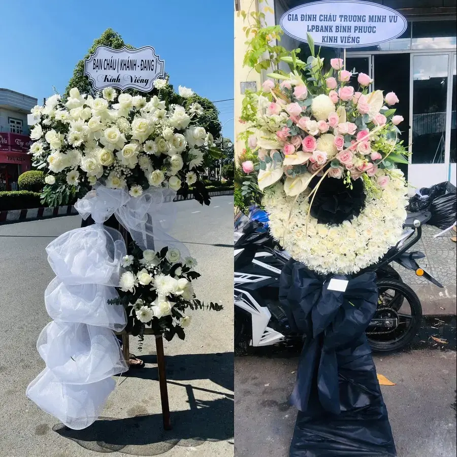 Vòng hoa đám tang tại Giao Phúc