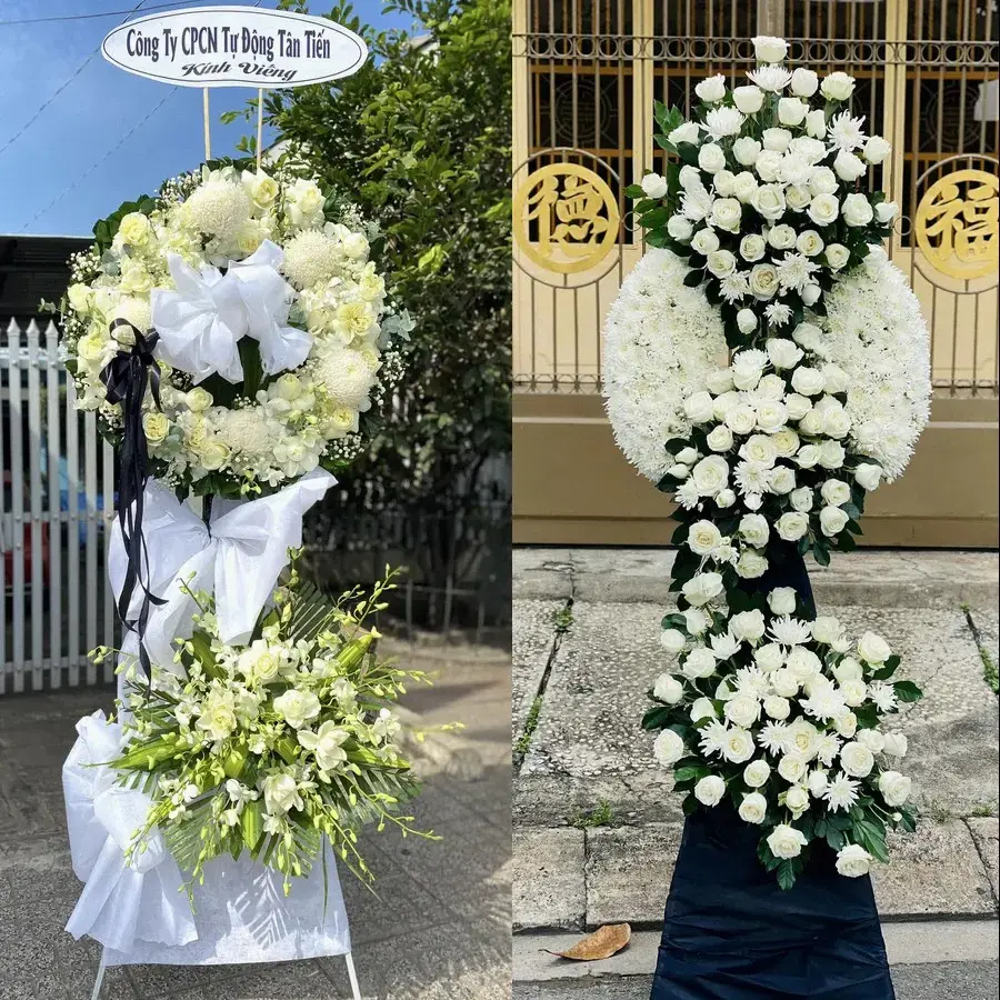 Kệ hoa chia buồn tại Gò Dầu