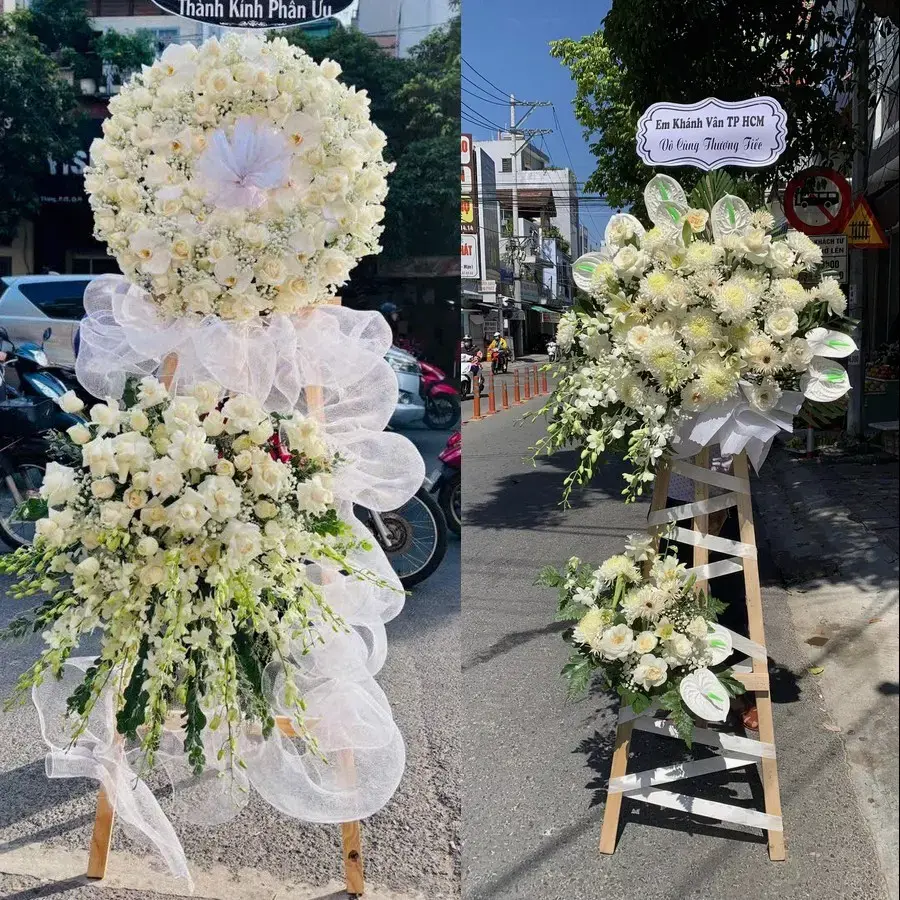 Vòng hoa đám tang tại Hà Lầm