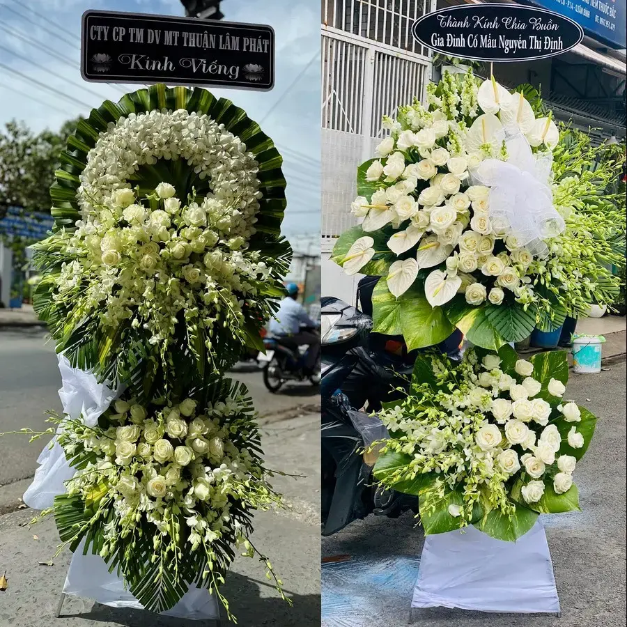 Kệ hoa chia buồn tại Hà Lầm
