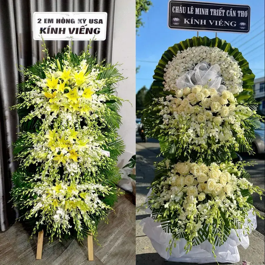 Vòng hoa đám tang tại Hậu Nghĩa