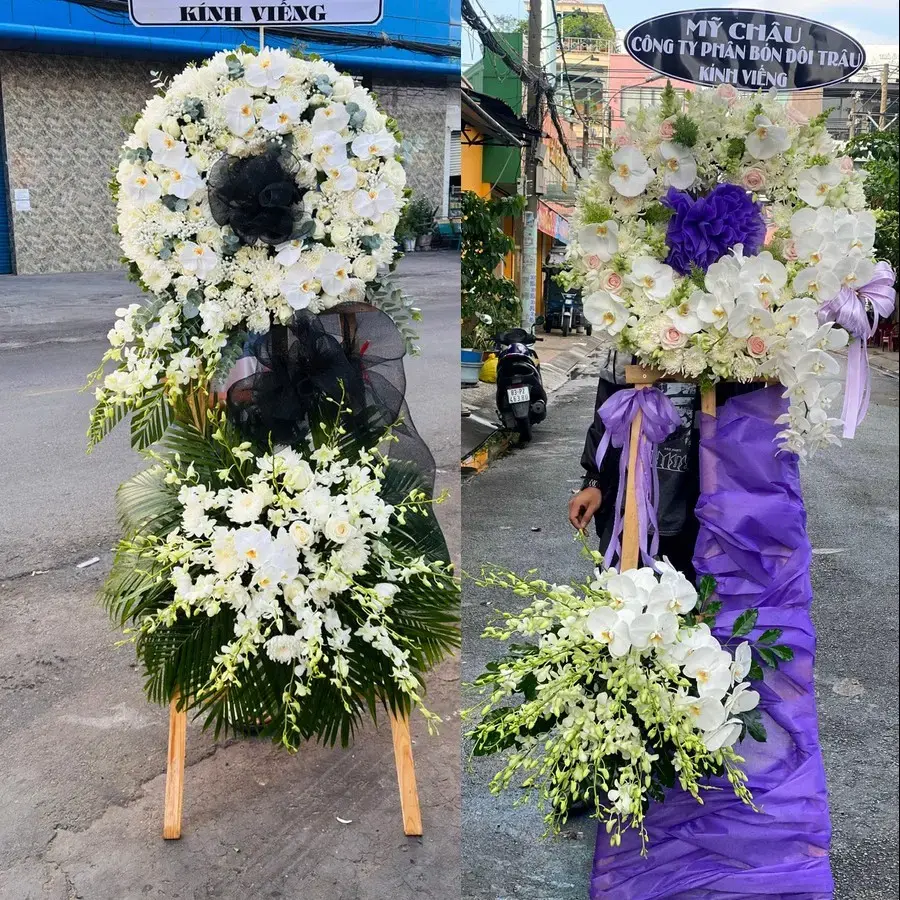 Vòng hoa đám tang tại Hiệp Hoà