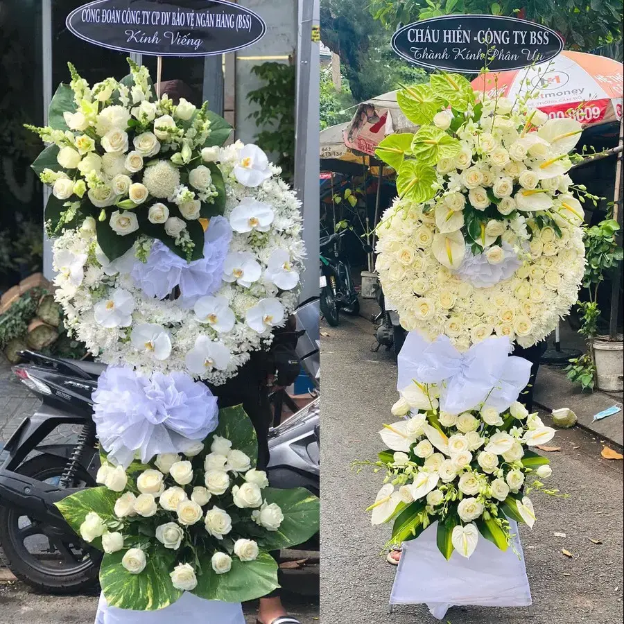 Kệ hoa chia buồn tại Hiệp Hoà