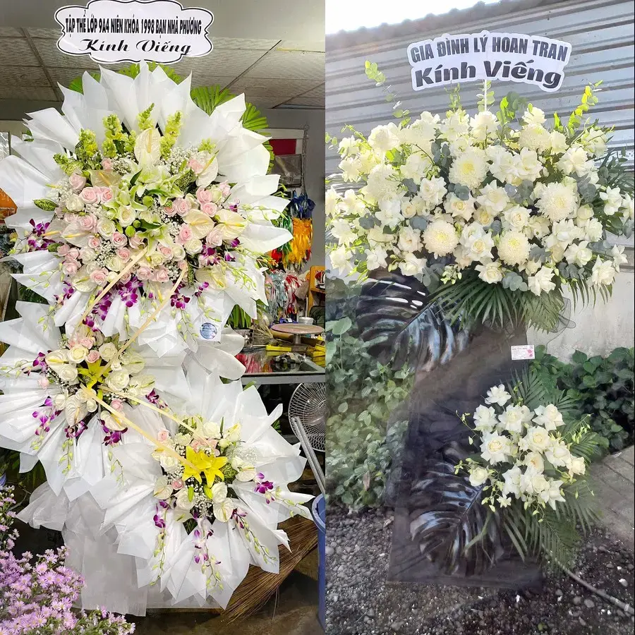 Vòng hoa đám tang tại Hòa Long