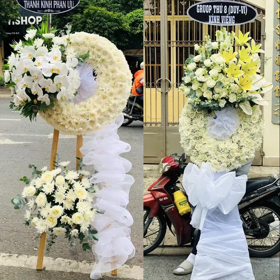 Kệ hoa chia buồn tại Hòa Long