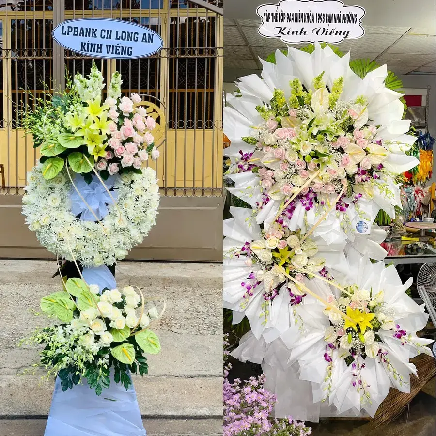 Kệ hoa chia buồn tại Hoàng Vân