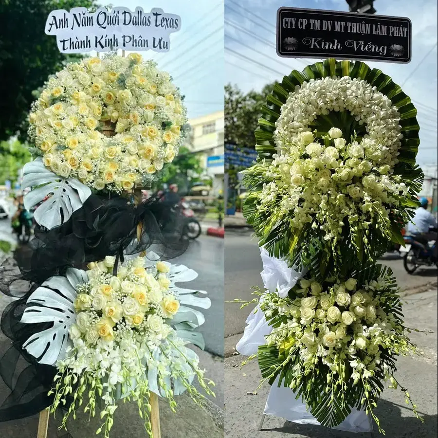 Kệ hoa chia buồn tại Hồng Ngự
