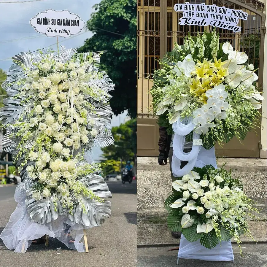 Vòng hoa đám tang tại Hưng Hà
