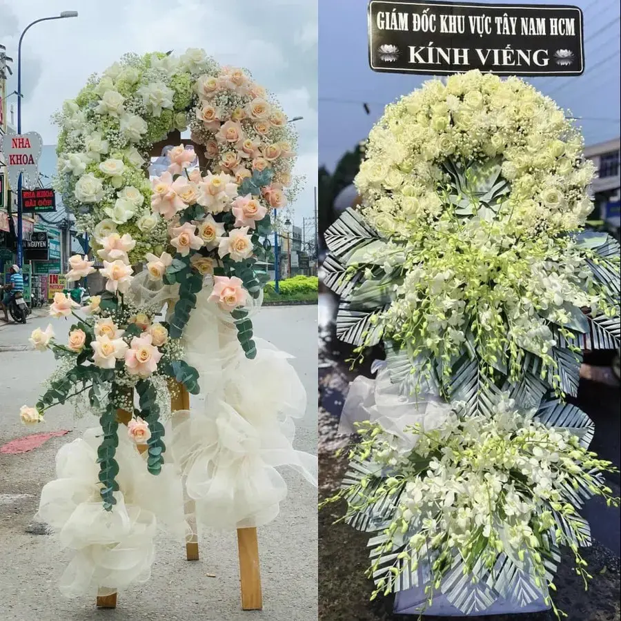 Kệ hoa chia buồn tại Hưng Hà
