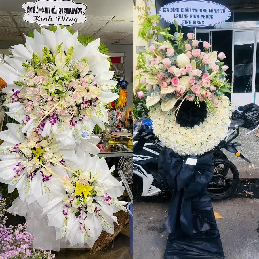 Vòng hoa đám tang tại Hưng Nguyên