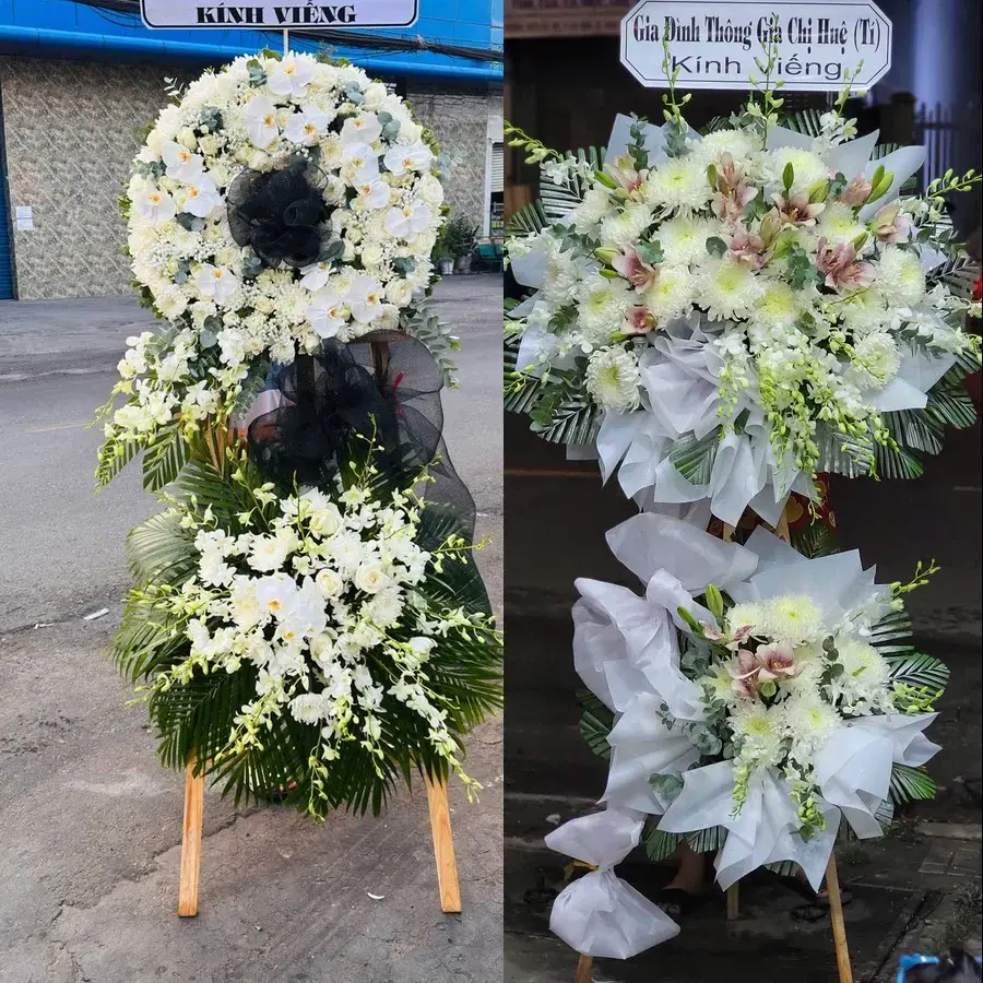 Kệ hoa chia buồn tại Hưng Nguyên