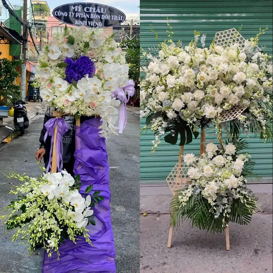 Kệ hoa chia buồn tại Hương Sơn