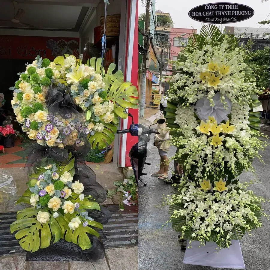 Kệ hoa chia buồn tại Kẻ Sặt