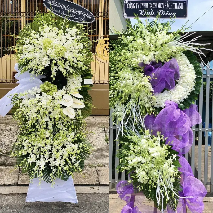Vòng hoa đám tang tại Kiều Phú