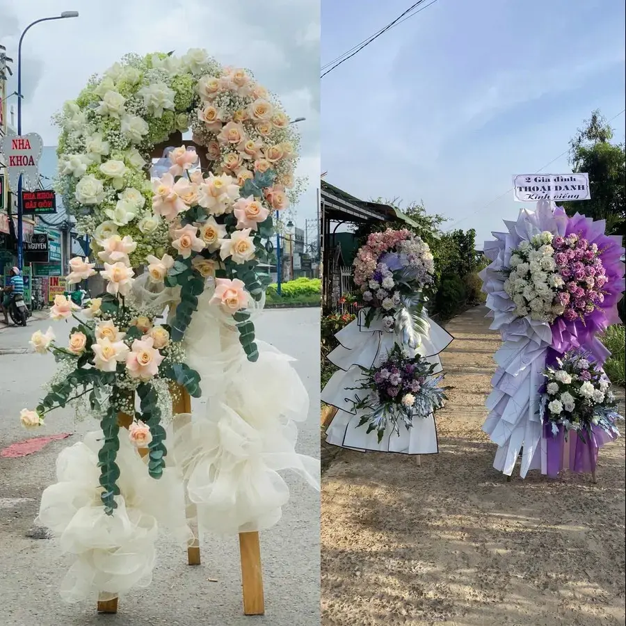 Kệ hoa chia buồn tại Kiều Phú