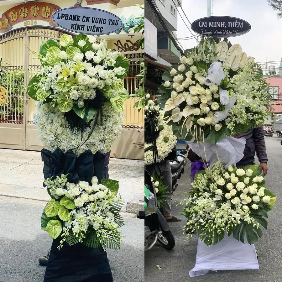 Kệ hoa chia buồn tại Kim Long