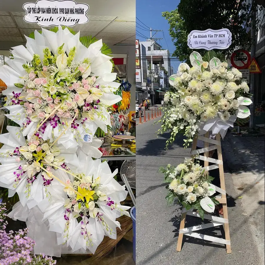 Kệ hoa chia buồn tại Kim Trà
