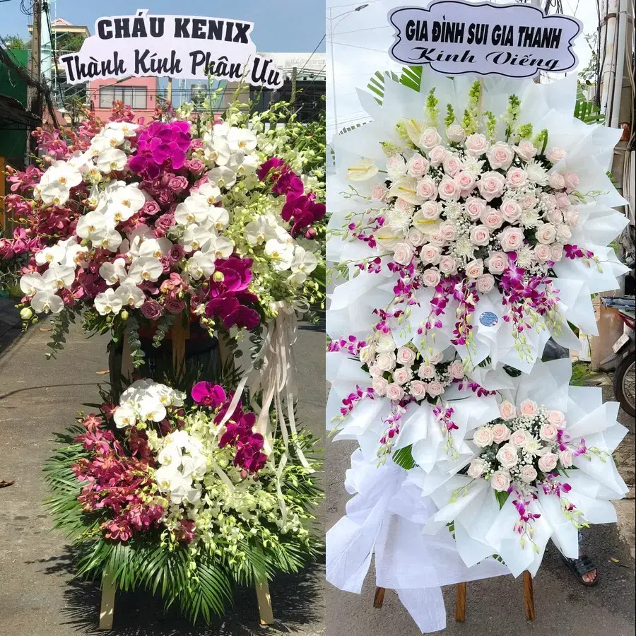 Kệ hoa chia buồn tại Lai Khê