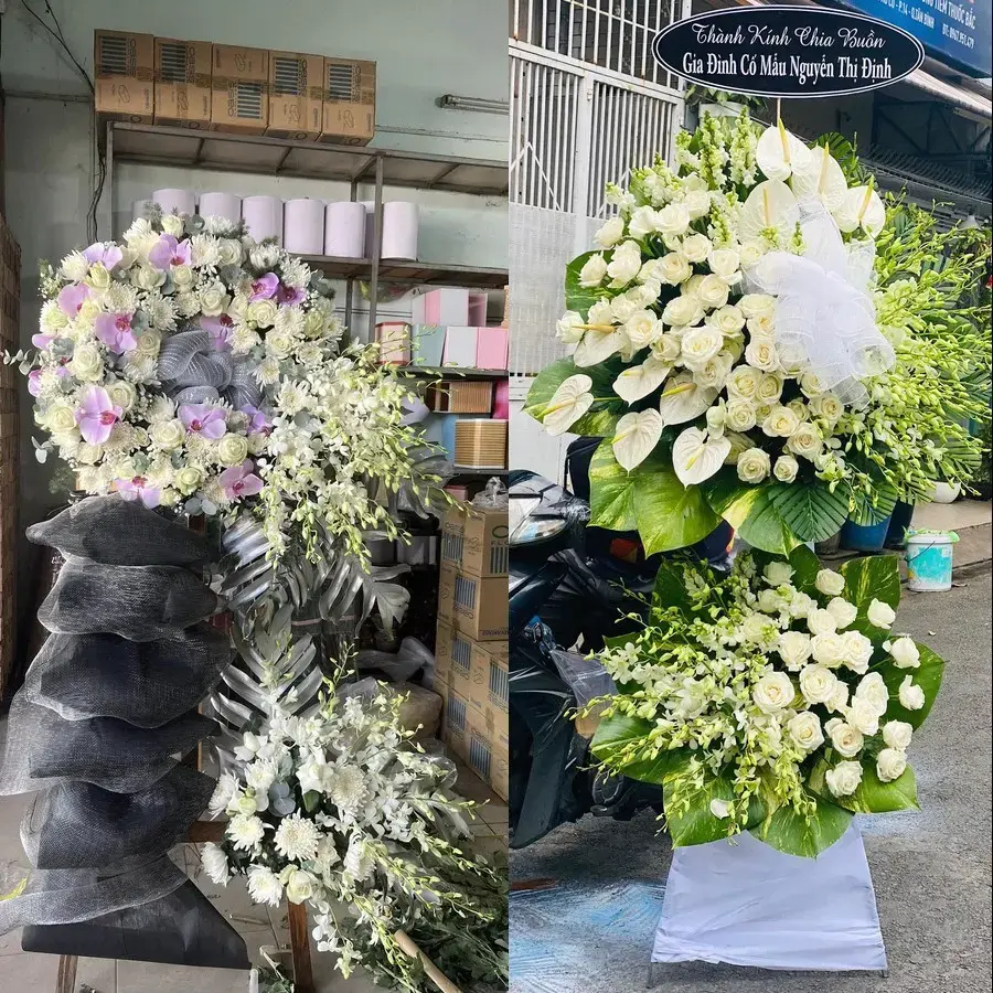 Kệ hoa chia buồn tại Lấp Vò