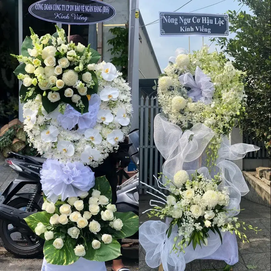 Kệ hoa chia buồn tại Lệ Thủy
