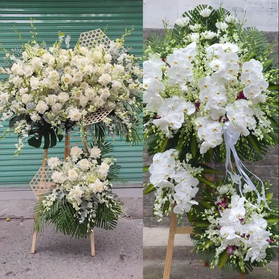 Kệ hoa chia buồn tại Liên Bão