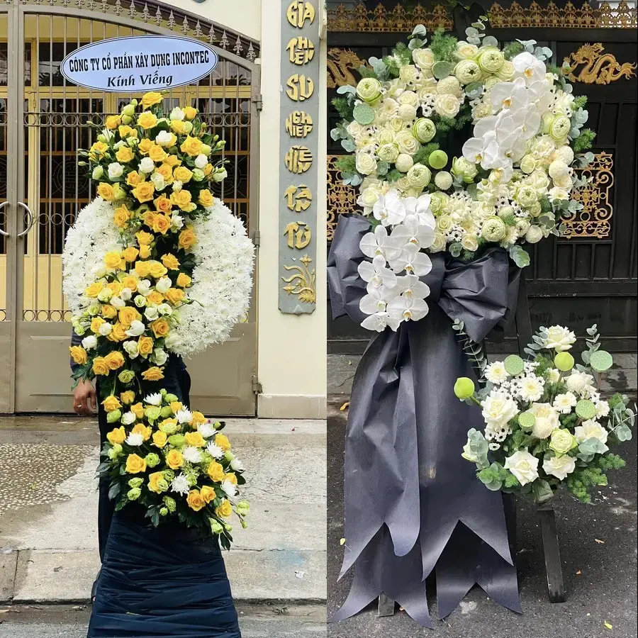 Kệ hoa chia buồn tại Long Hưng, Hưng Yên