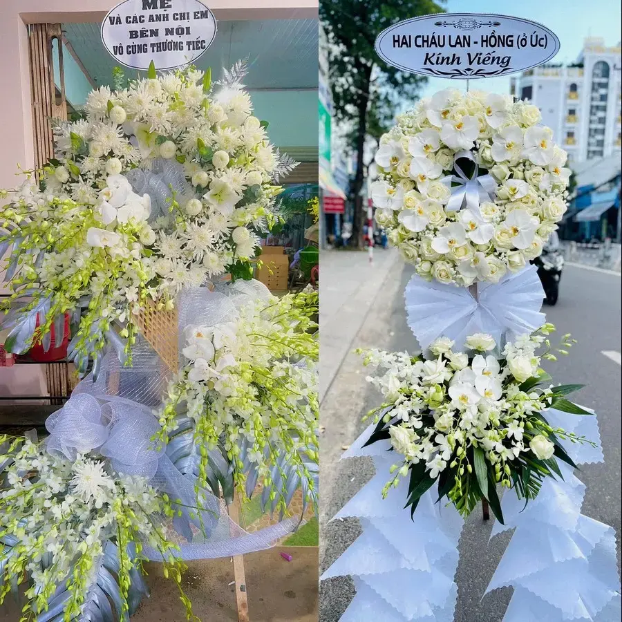 Vòng hoa đám tang tại Long Thuận