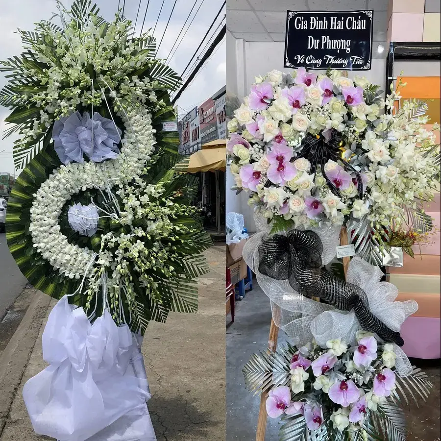Kệ hoa chia buồn tại Long Thuận