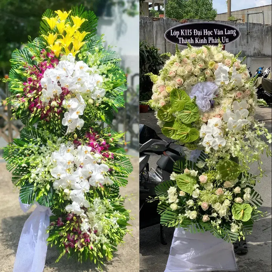 Vòng hoa đám tang tại Lục Nam