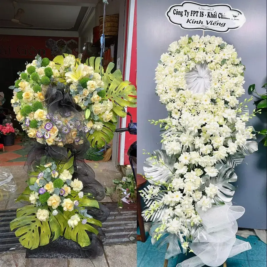 Vòng hoa đám tang tại Mão Điền