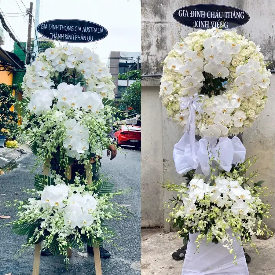 Kệ hoa chia buồn tại Minh Châu
