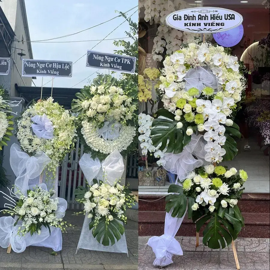Vòng hoa đám tang tại Minh Xuân