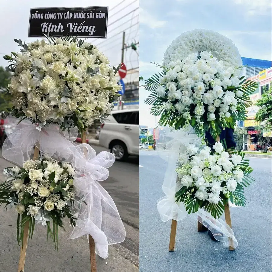 Kệ hoa chia buồn tại Mỹ Đức, An Giang
