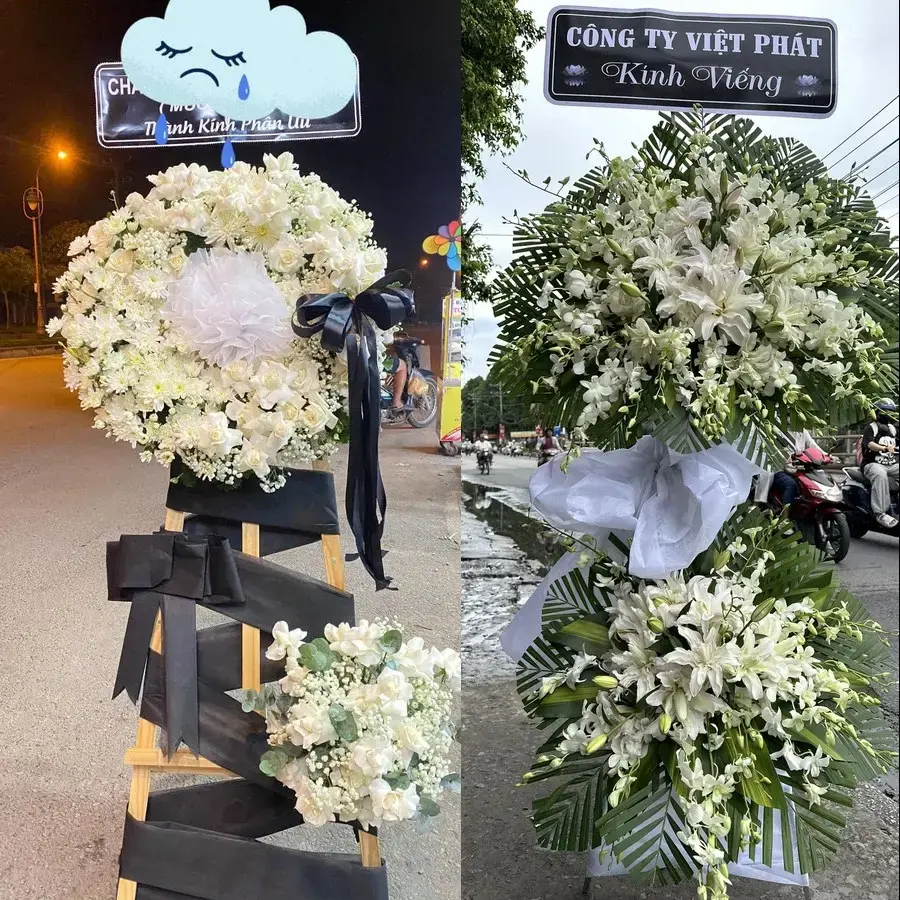 Vòng hoa đám tang tại Mỹ Hiệp
