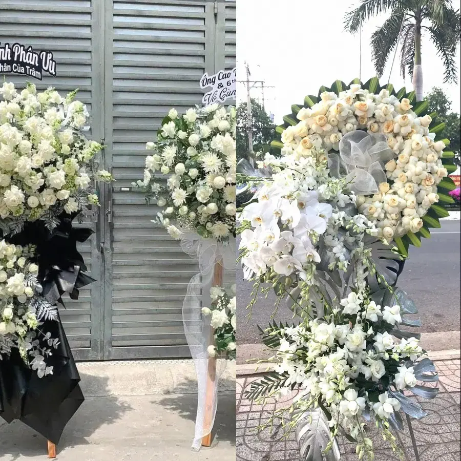 Vòng hoa đám tang tại Mỹ Phước Tây